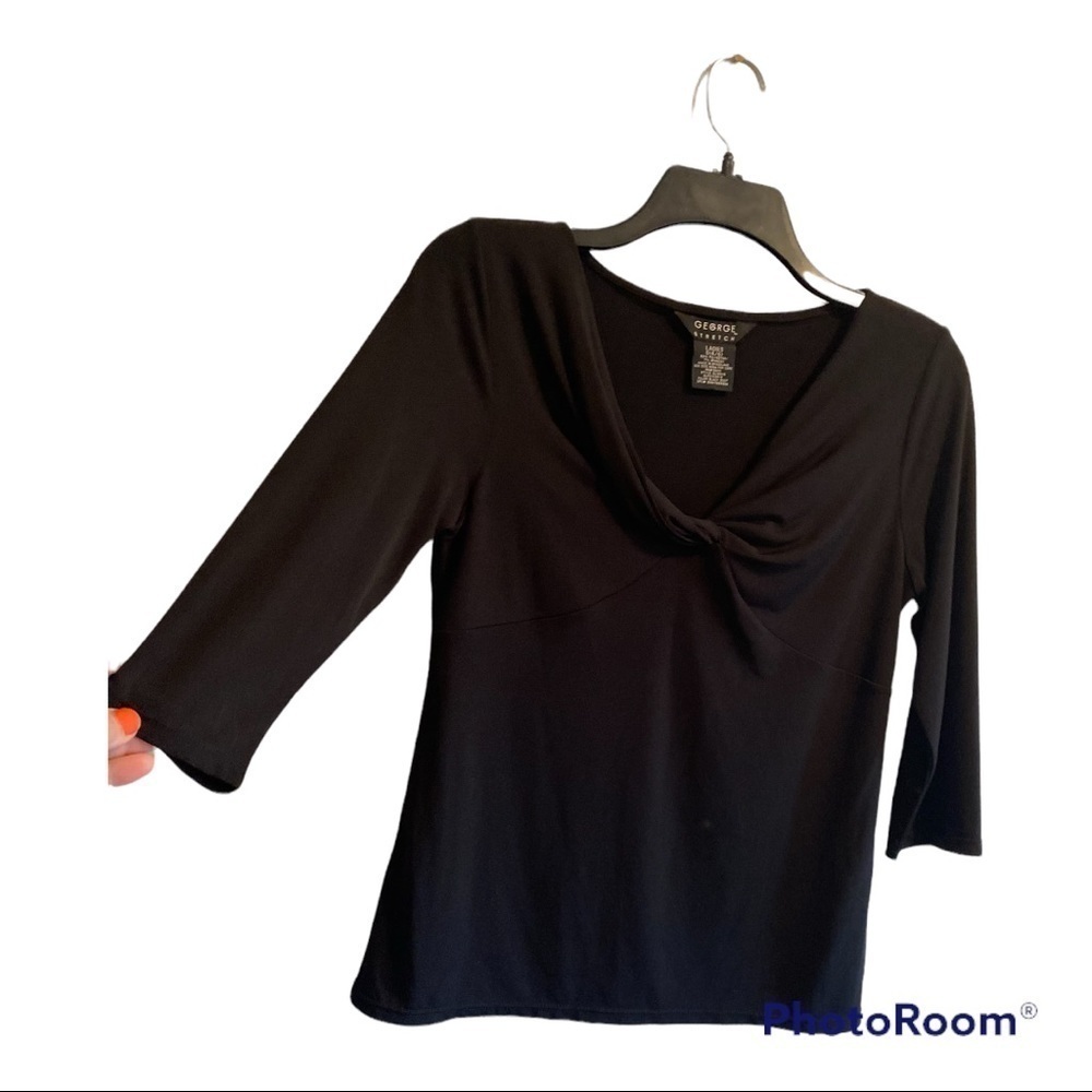 George Stretch Black Blouse, Size: Small 4-6, Polyester Spandex Mix